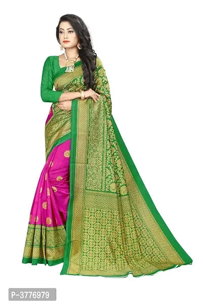 Women Beautiful Multicolored Mysore Silk Saree with Blouse piece