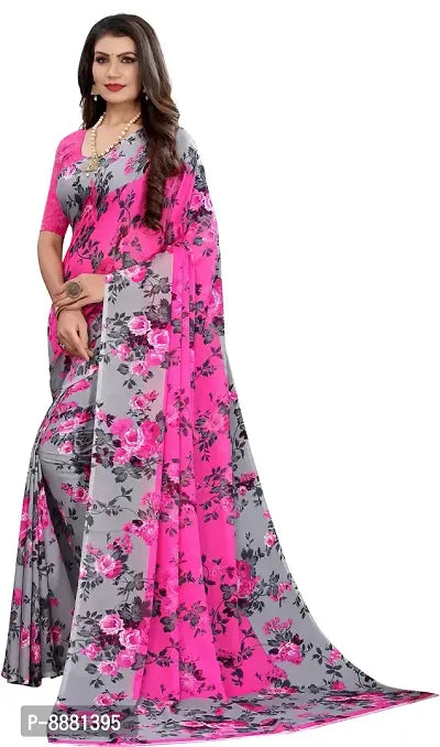 Stylish Georgette Daily Wear Printed Saree With Blouse Piece For Women