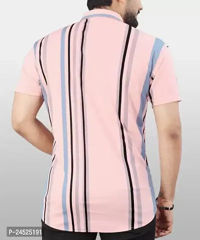 Trendy Multicolored Polyester Blend Striped Casual Shirt For Men