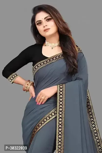 Stylish Lycra Black Solid Saree with Blouse piece