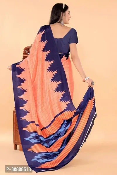 Stylish Peach Pure Silk Saree With Blouse Piece For Women