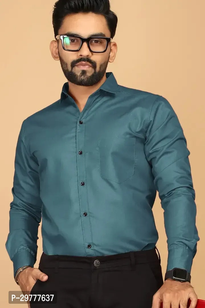 Stylish Teal Cotton Casual Shirts For Men