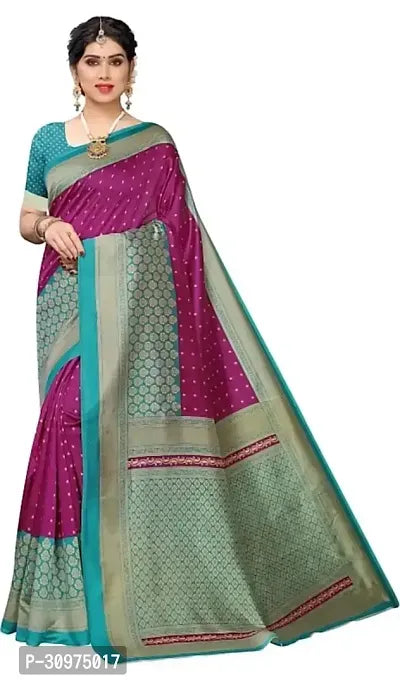 Stylish Purple Silk Blend Saree with Blouse piece For Women